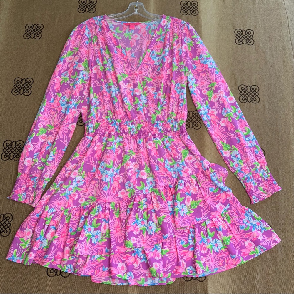 Lilly Pulitzer Cristiana Stretch Dress Moms The Word Amethyst Size 12 - Picture 2 of 16